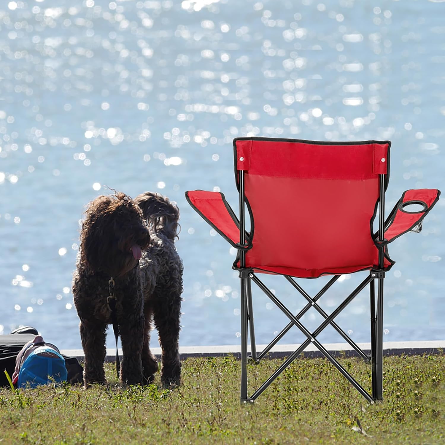 Silla de camping portátil plegable para adultos, silla pequeña para exteriores con portavasos y bolsa exterior, silla deportiva plegable para playa,