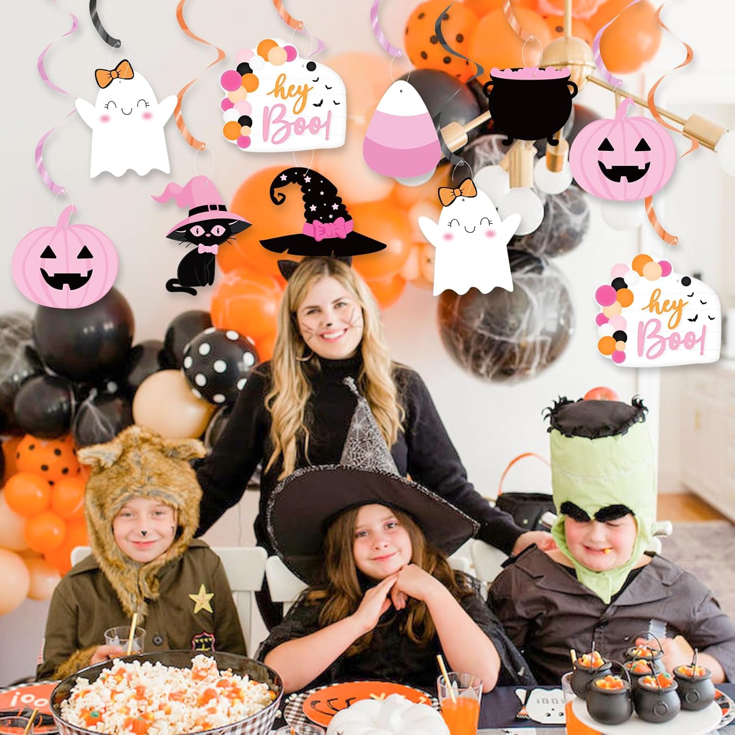 Remolinos colgantes para fiesta de Halloween, lindo caldero de bruja fantasma, calabaza, boo, serpentina colgante de techo para Little Boo Happy Boo