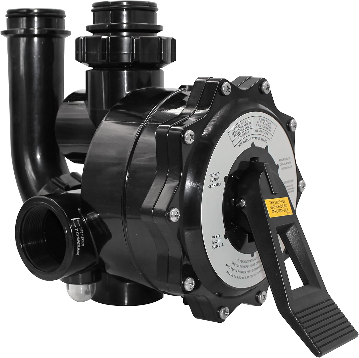 SP0715XR50 Válvula de control compatible con Hayward Pro Series Vari-Flo, repuesto para filtro DE válvula multipuerto de 2 pulgadas (negro)