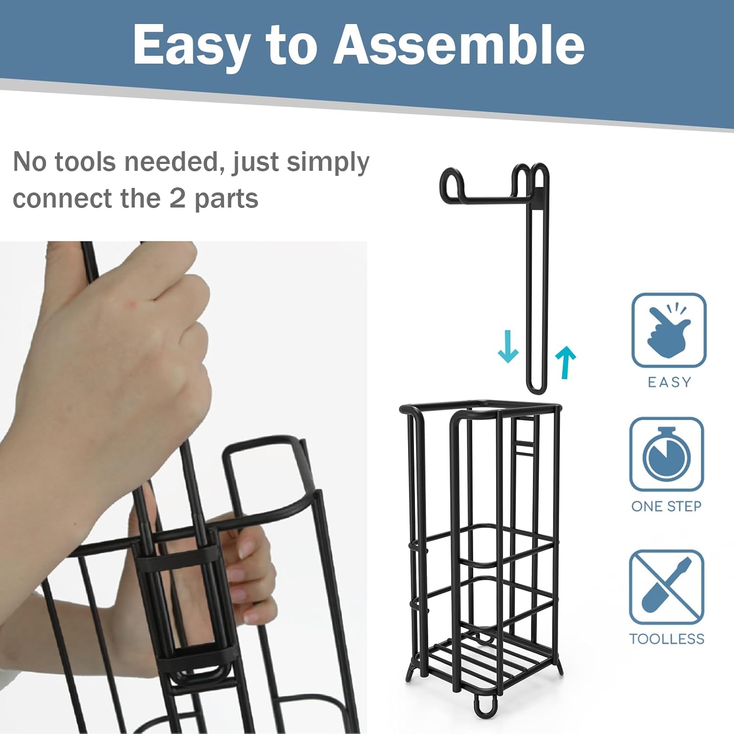 LKKL Soporte de papel higiénico, soporte de papel higiénico de pie para baño, soporte de papel higiénico y soporte para escobillas, dispensador de
