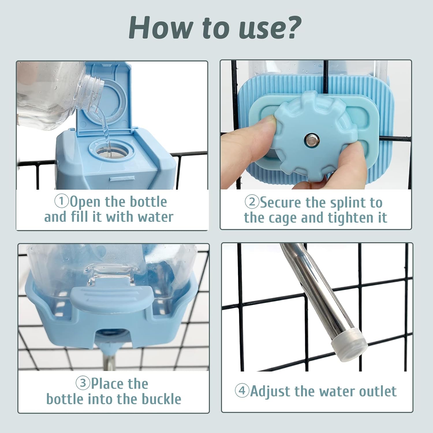 BNOSDM Botella de agua de 25 onzas con relleno superior sin goteo, dispensador de agua para caja de conejos, sin BPA, alimentador de agua