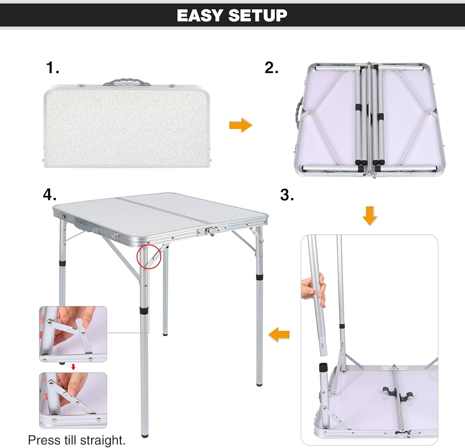 REDCAMP Mesa plegable cuadrada pequeña de 2 pies, mesa de campamento portátil de aluminio de altura ajustable ligera para picnic, playa, al aire