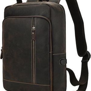 Mochila de cuero para computadora portátil para hombre, viaje de negocios, mochila de hombro de gran capacidad con puerto de carga USB, bolsas de Mochila de cuero para computadora portátil para hombre, viaje de negocios, mochila de hombro de gran capacidad con puerto de carga USB, bolsas de