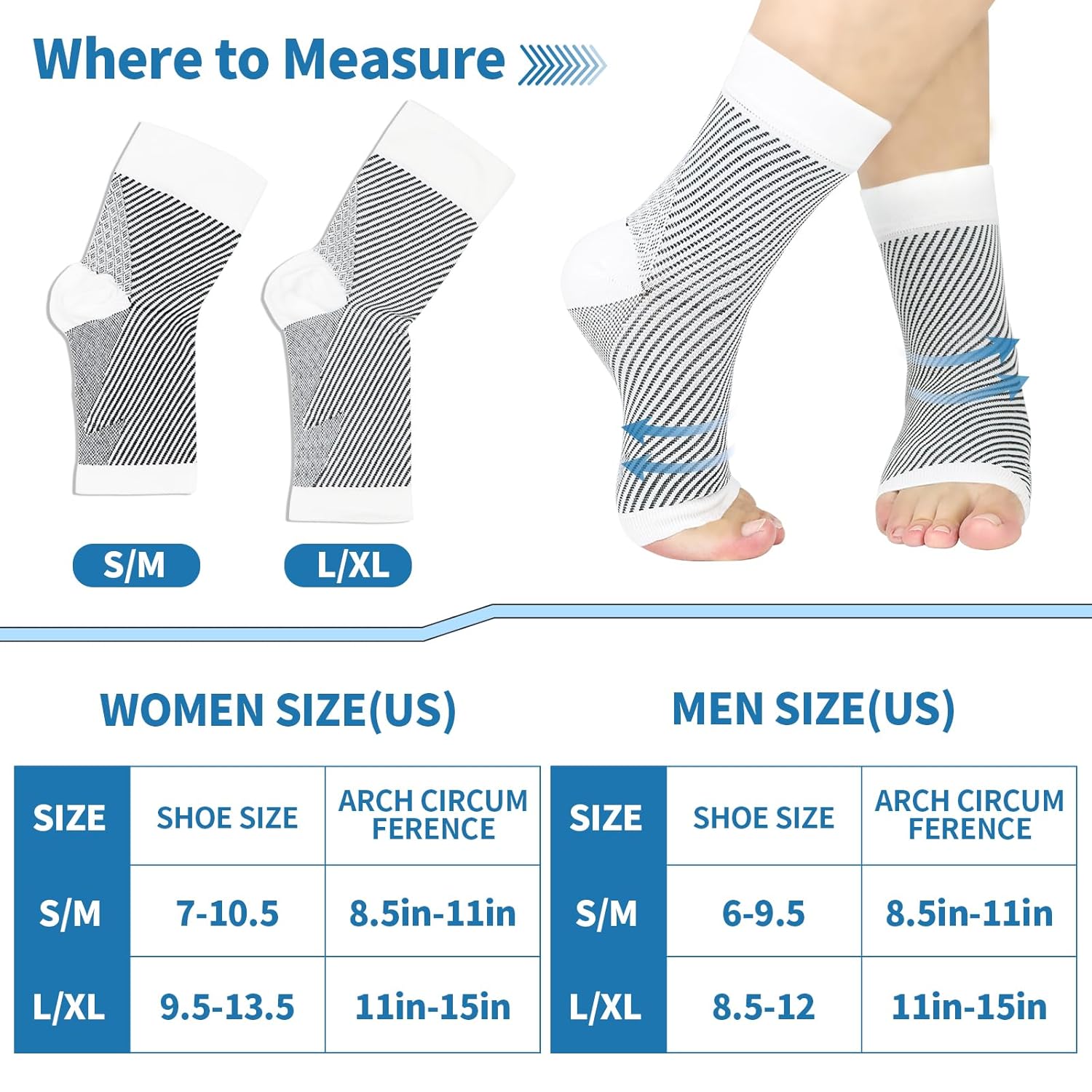 AMEBAE Calcetines de neuropatía para mujeres y hombres, calcetines de fascitis plantar, manga de compresión de tobillo, calcetines de alivio de