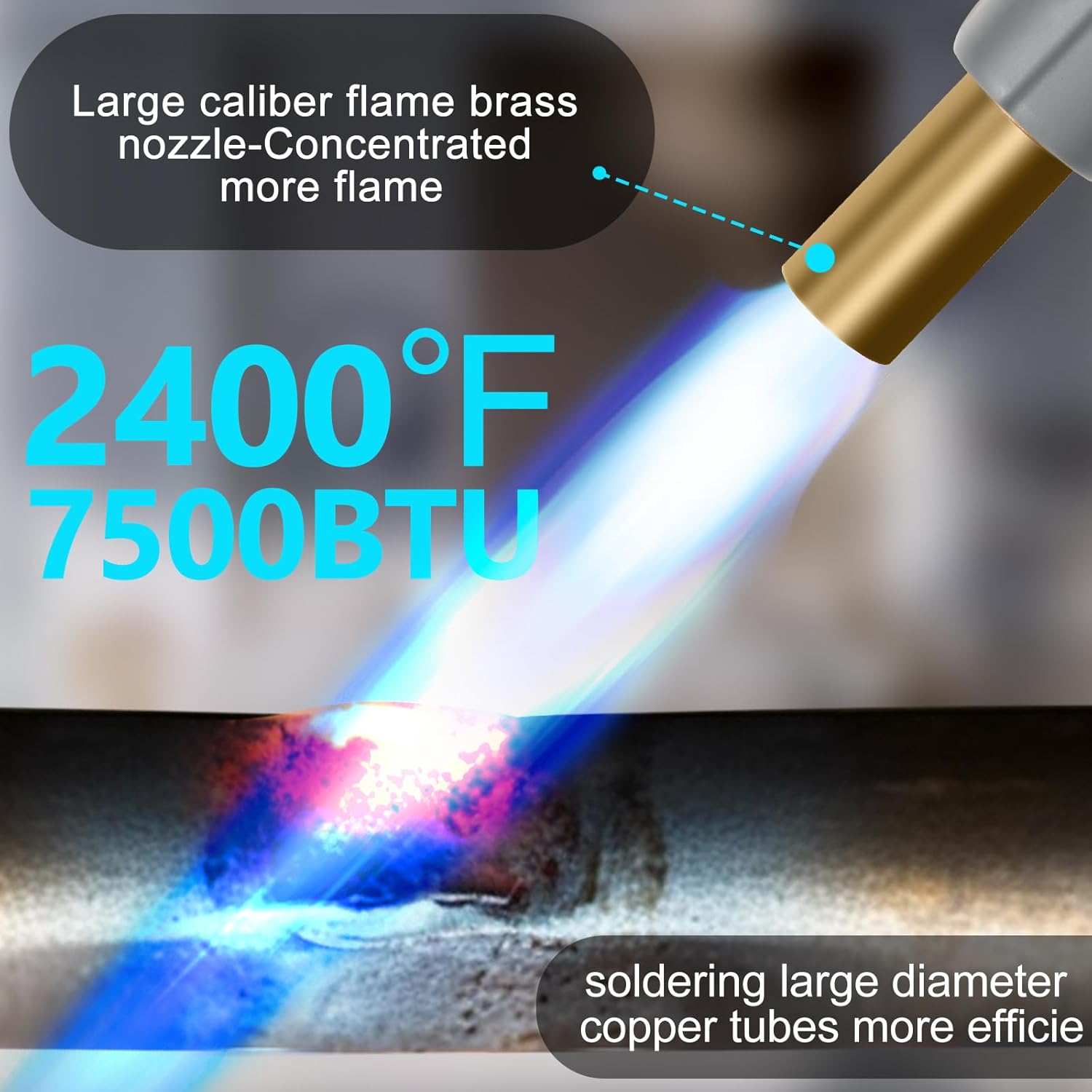 BLUEFIRE MAPP, MAPPRO – Potente cabezal de antorcha de gas de propano, arranque de gatillo Mapp, turbo de gas con llama de ajuste, antorcha de