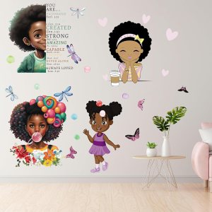 Adhesivo decorativo para pared de niñas africanas y mujeres, decoración mural artística de bricolaje, decoración de pared para adolescentes, Adhesivo decorativo para pared de niñas africanas y mujeres, decoración mural artística de bricolaje, decoración de pared para adolescentes,