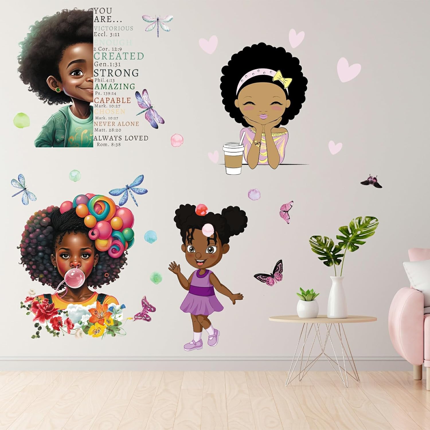 Adhesivo decorativo para pared de niñas africanas y mujeres, decoración mural artística de bricolaje, decoración de pared para adolescentes,