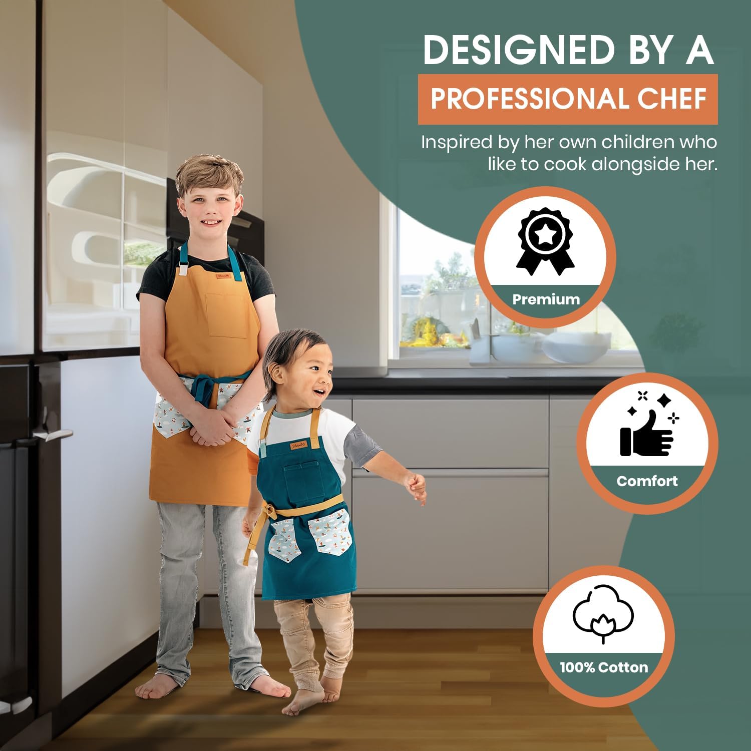 Kids Apron  Ocean Inspired Custom Kids Aprons for Cooking  Durable Cotton Apron for Kids wStraps  Kids Painting Aprons