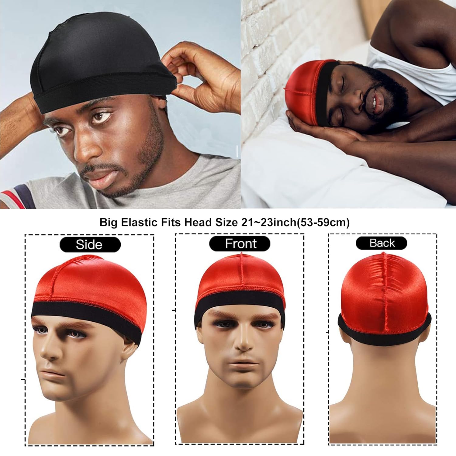 2 piezas Durag sedoso con tapa de onda elástica, cepillo ondulado para hombres y mujeres, kits de cepillos de ondas de cabello, gorras de compresión