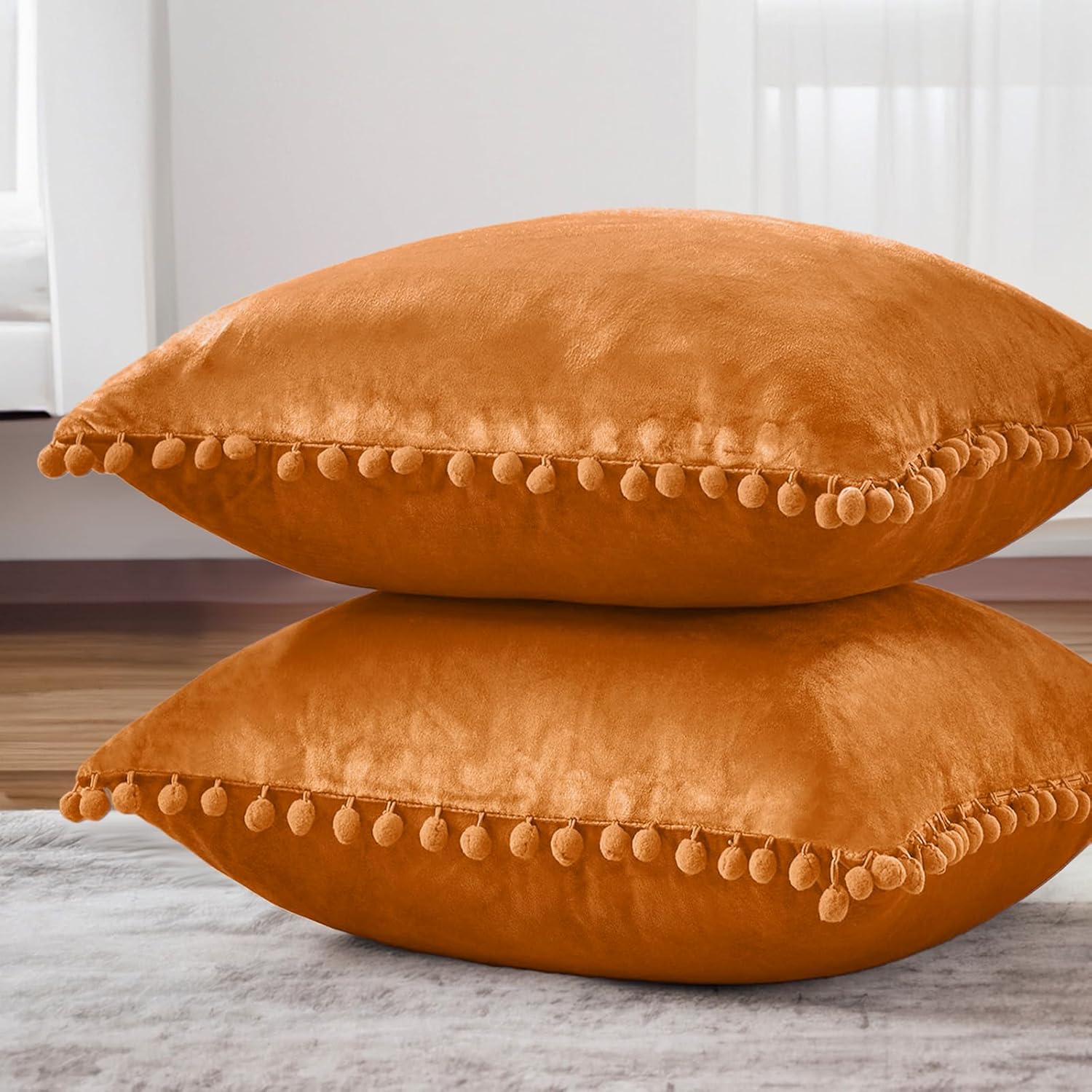 ARLTTH Juego de 2 fundas de almohada decorativas de terciopelo suave, fundas de cojín cuadradas sólidas para decoración del hogar, sofá, dormitorio,