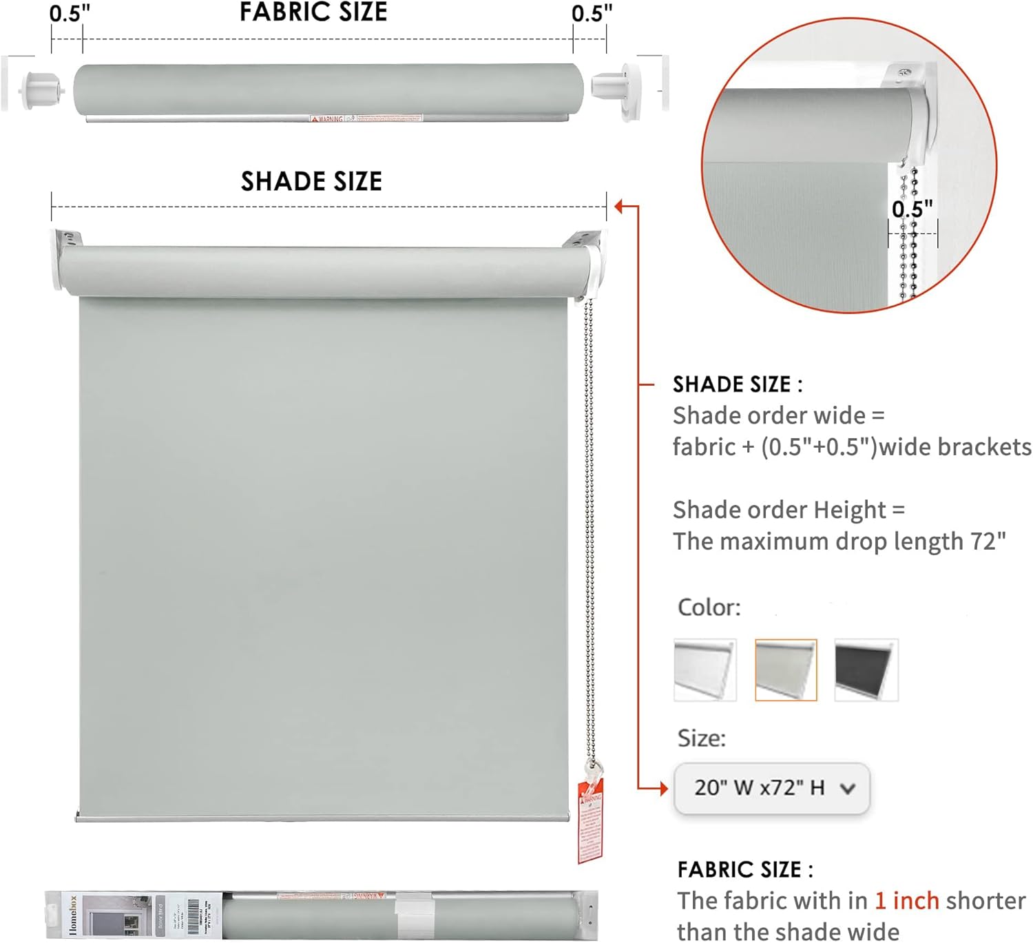 homebox cortinas enrollables 100% opacas, con aislamiento térmico, tela impermeable con protección ultravioleta, con cadena, para hogar y oficina