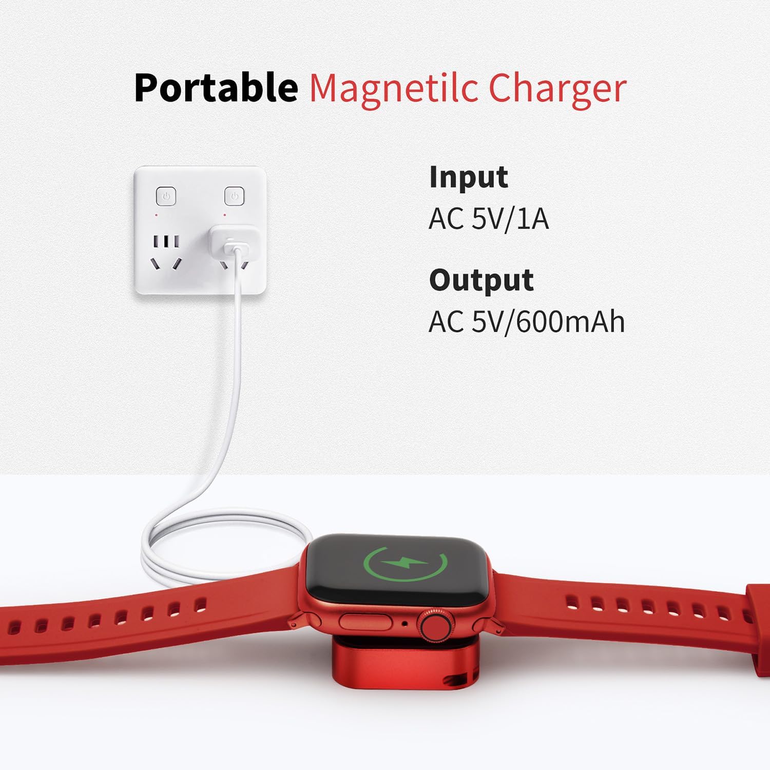 Lovandare Adaptador de cargador magnético para Apple Watch, reutilización USB-C o iPhone Cable de carga rápida, carcasa de metal, portátil,