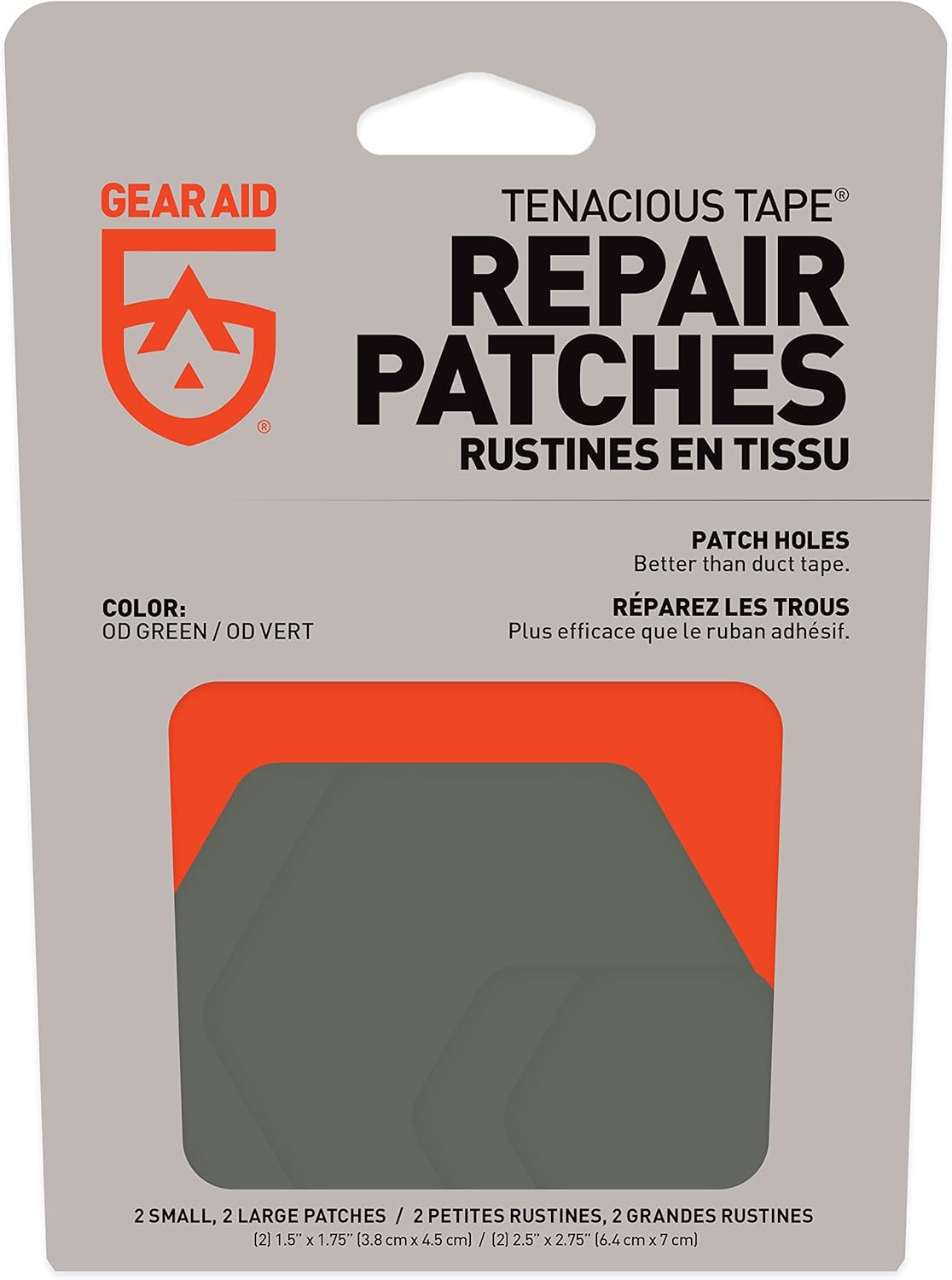 GEAR AID Tenacious – Parches de reparación con forma hexagonal para fijar agujeros en chaquetas, tiendas de campaña, lluvia y equipo al aire libre,