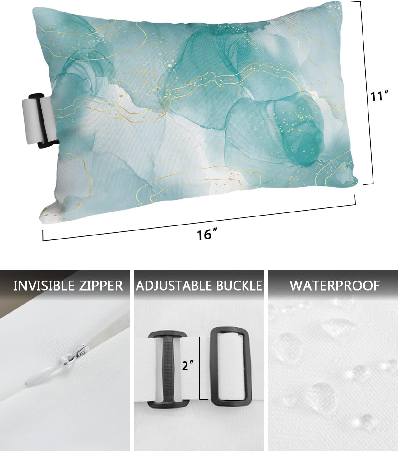 Almohada para silla de playa para exteriores, diseño de mármol aguamarina, para tumbona, estética abstracta, arte minimalista, reclinable, almohada