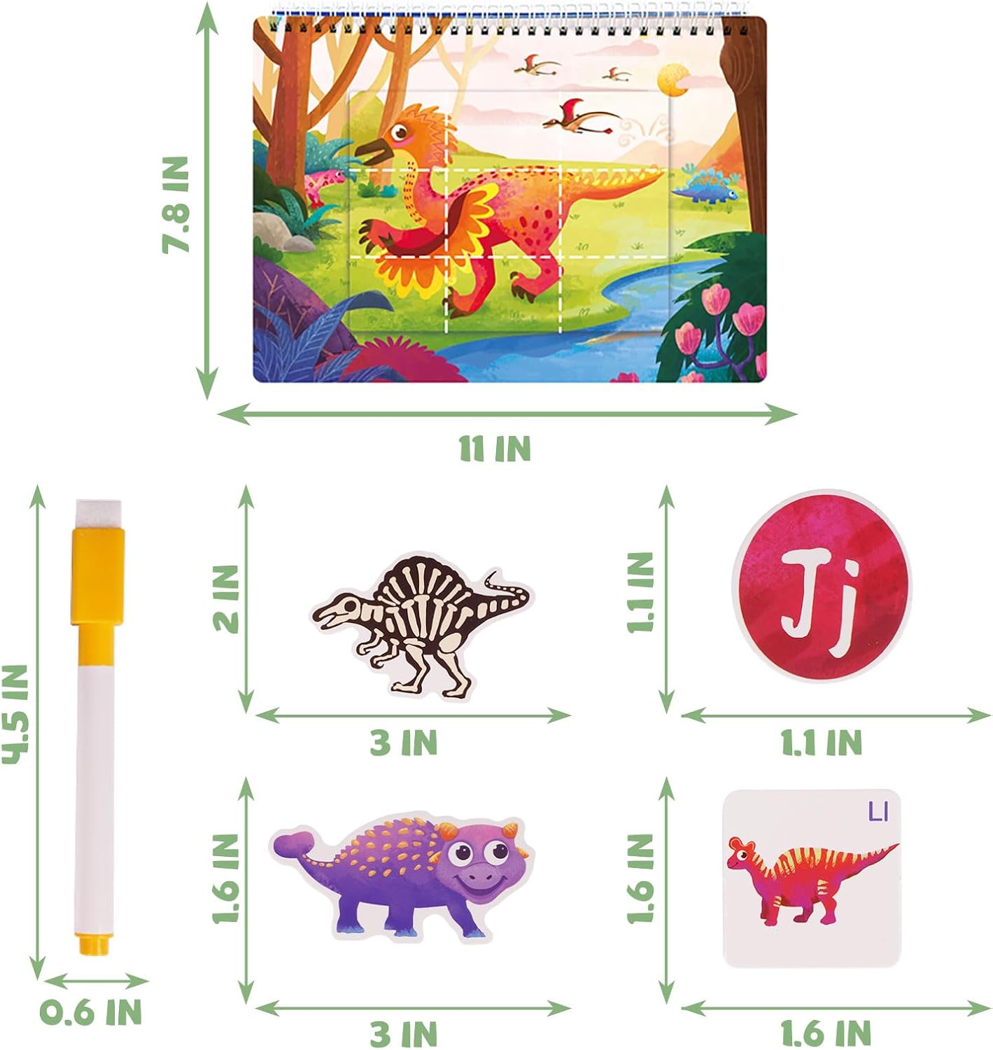 Dinosaurio Montessori – Juguetes de aprendizaje para niños pequeños de 3, 4, 5 años, actividades de aprendizaje preescolar, 10 temas, carpeta de