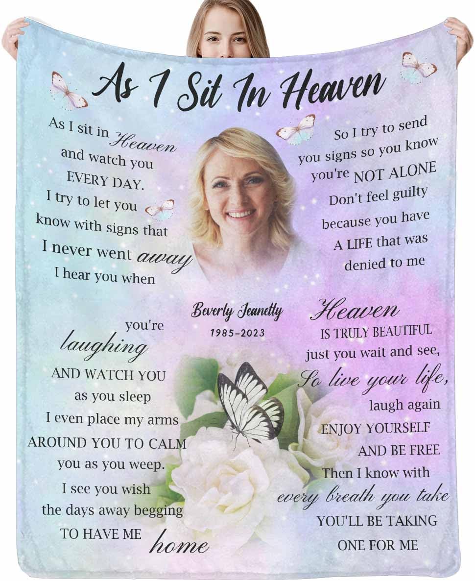 Manta conmemorativa personalizada con fotos por la pérdida de mamá, papá, hijo, hija, regalo de memoria personalizado de seres queridos fallecidos