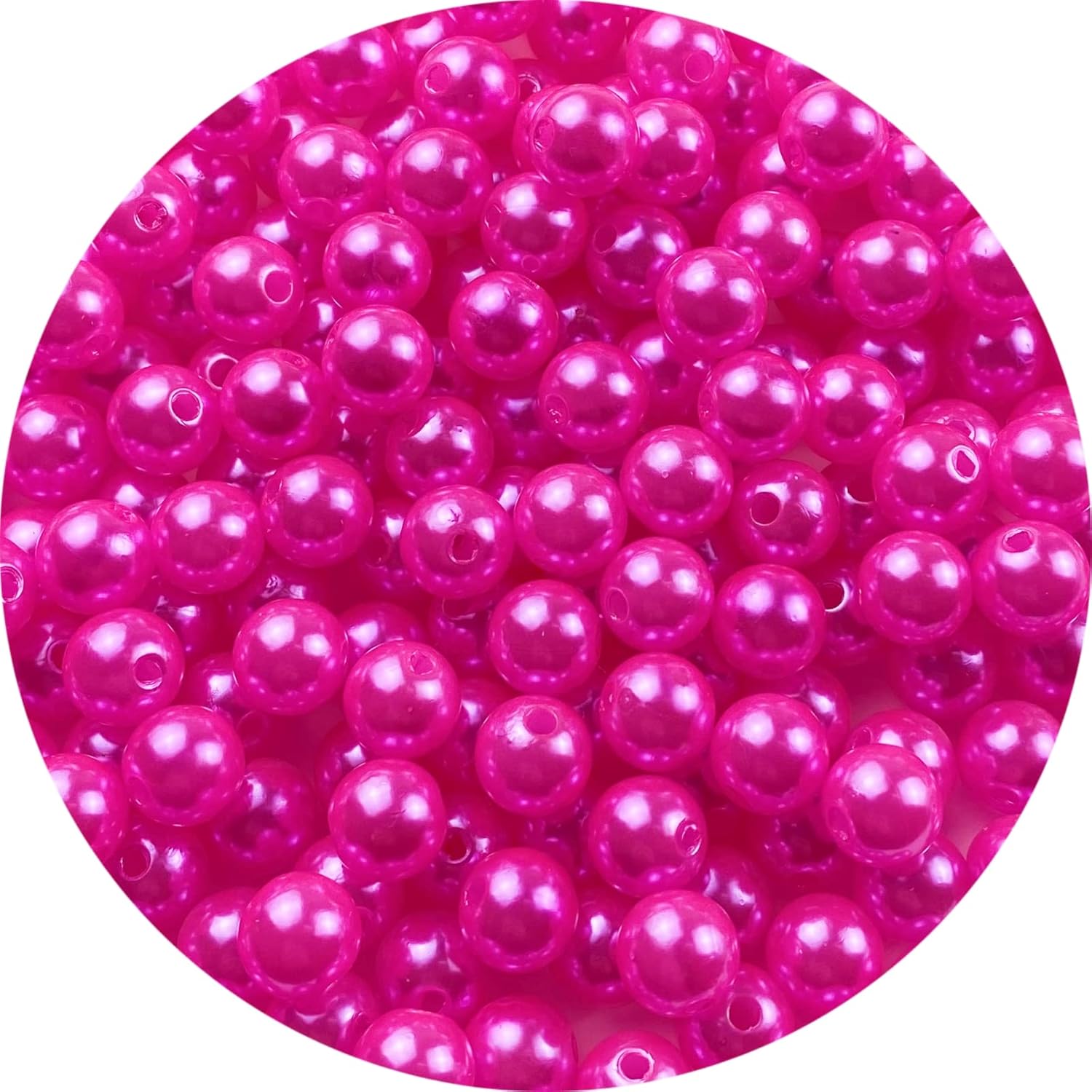 200 cuentas de perlas de 0.394 pulgadas (0.394 in), perlas sueltas redondas lisas con agujeros para pulseras, collares, aretes, joyería, costura,
