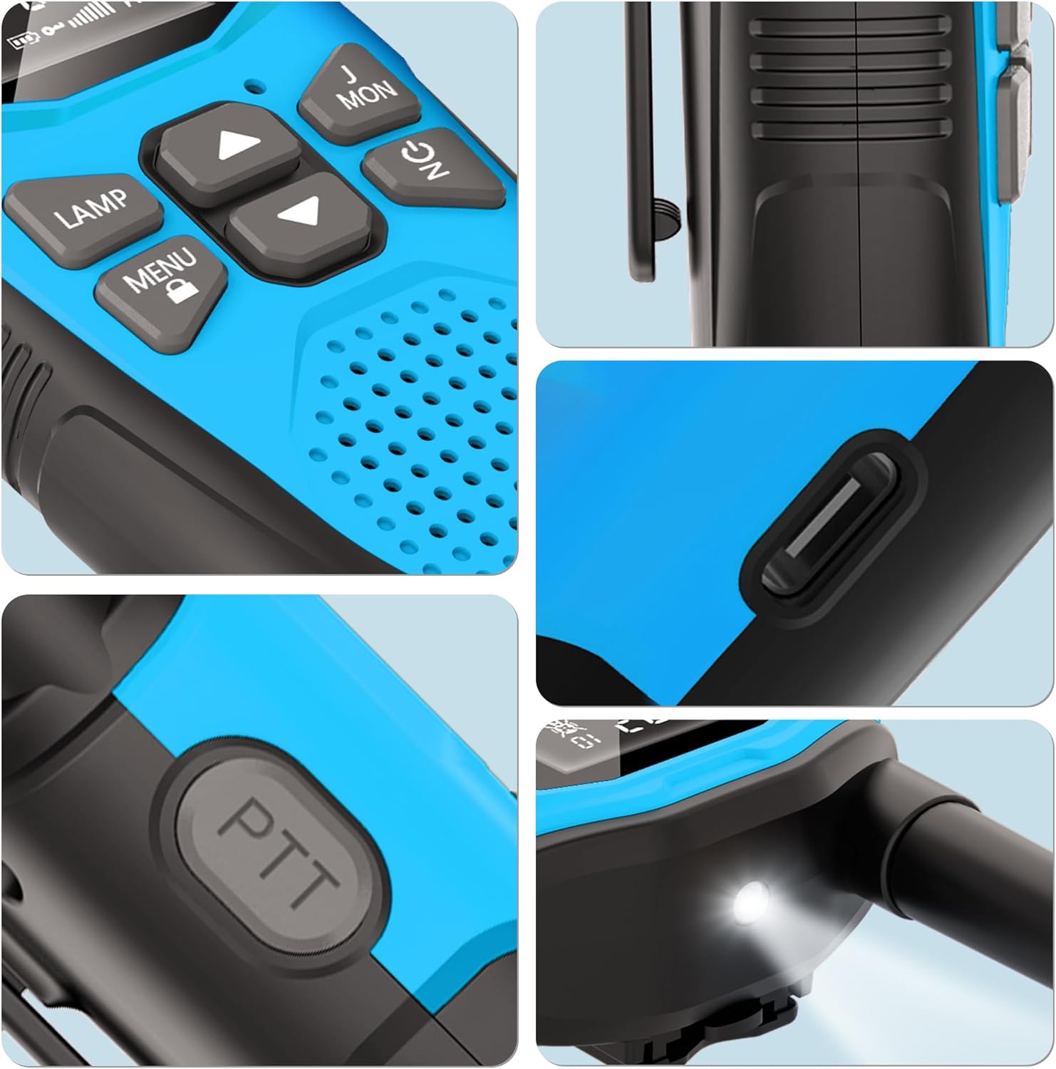 Walkie Talkie para adultos de largo alcance, NXGKET recargable, paquete de 4 baterías de iones de litio integradas, 22 canales FRS con cargador tipo