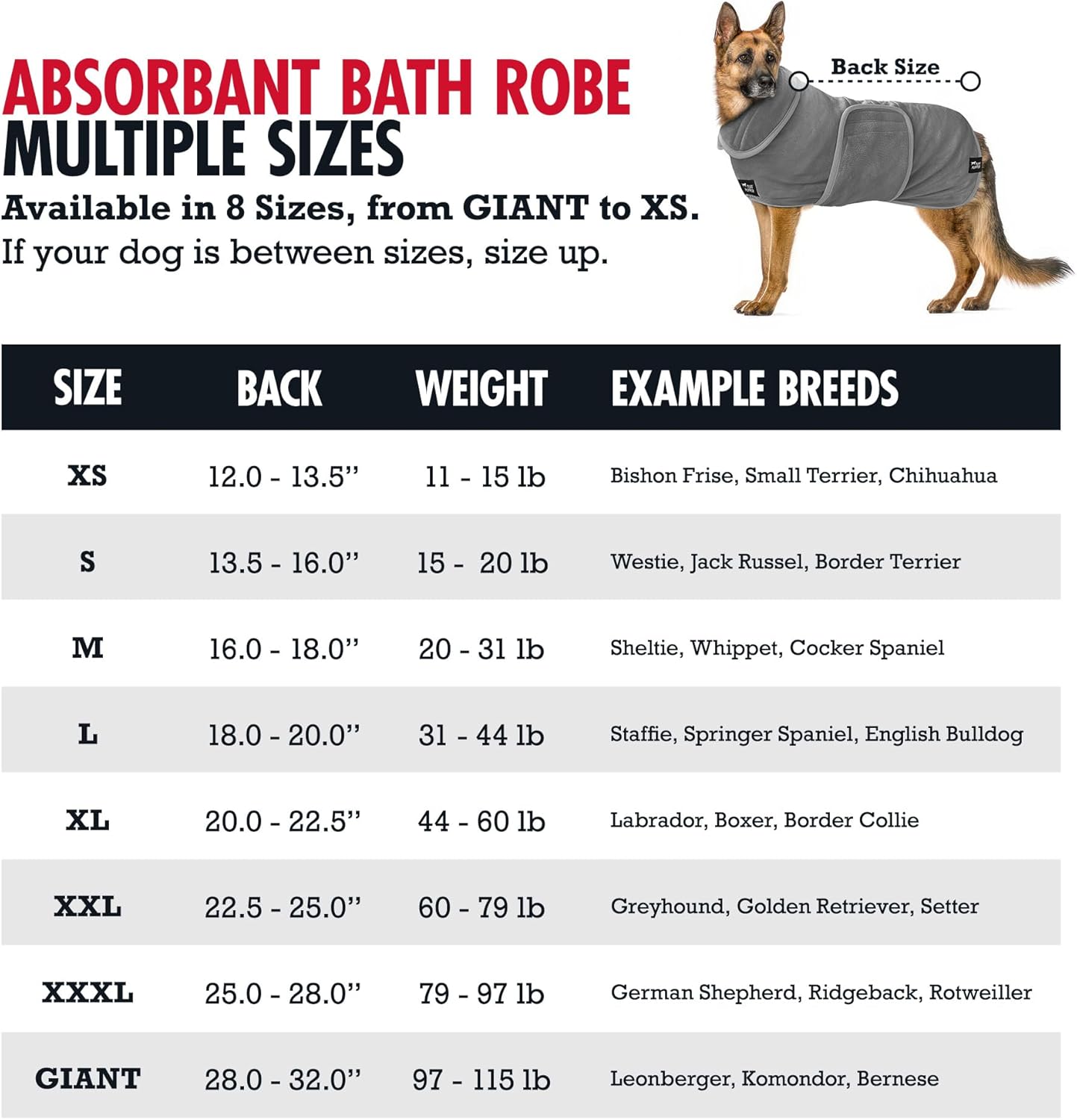 Tuff Pupper Bata de baño para perro de secado rápido, toalla de felpa de 800 GSM, bata de baño súper absorbente para mascotas y cachorros, capucha
