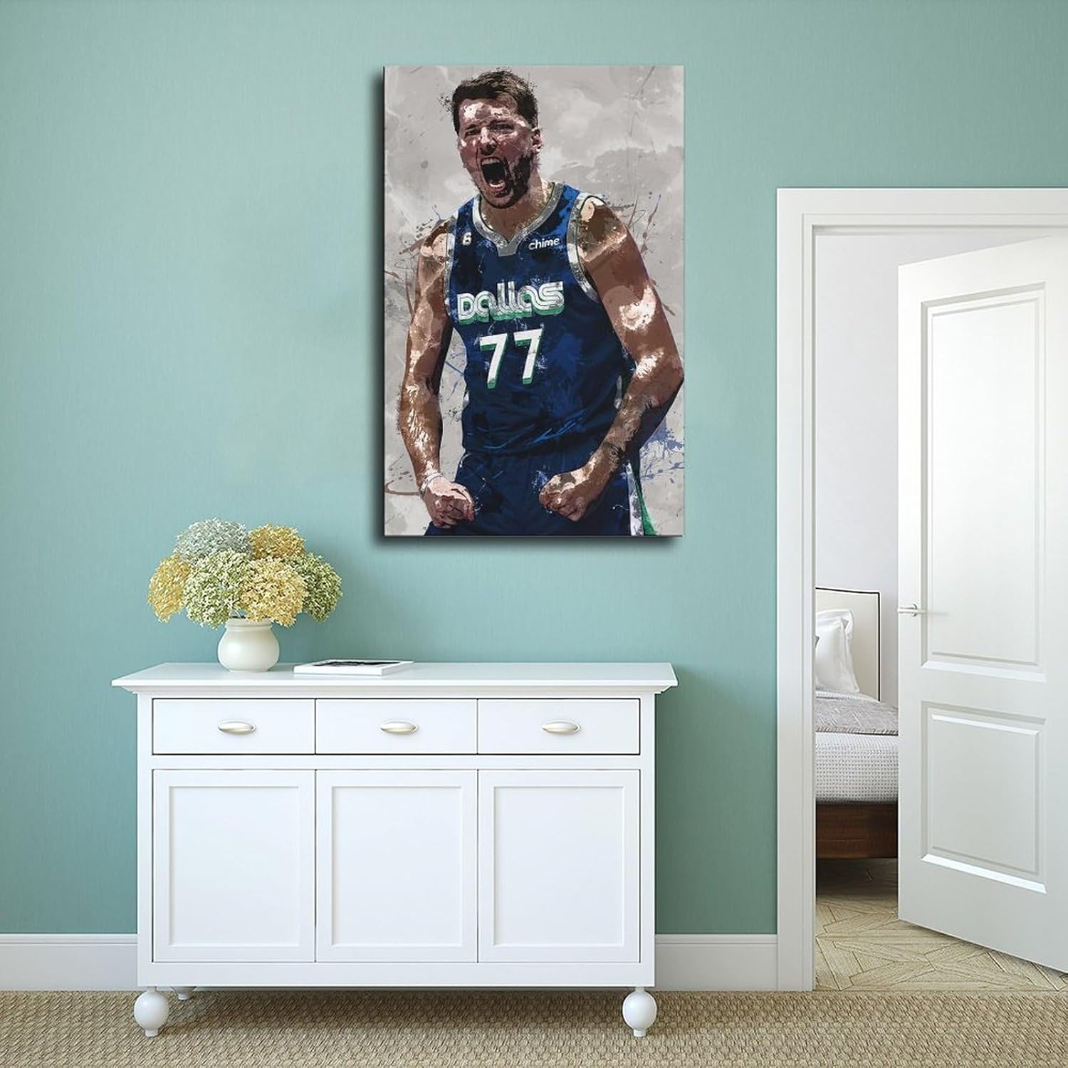 BAVIEN Luka Doncic – Pósteres artísticos de baloncesto, 8 lienzos, pósteres de decoración de pared, pinturas para sala de estar y dormitorio, marco