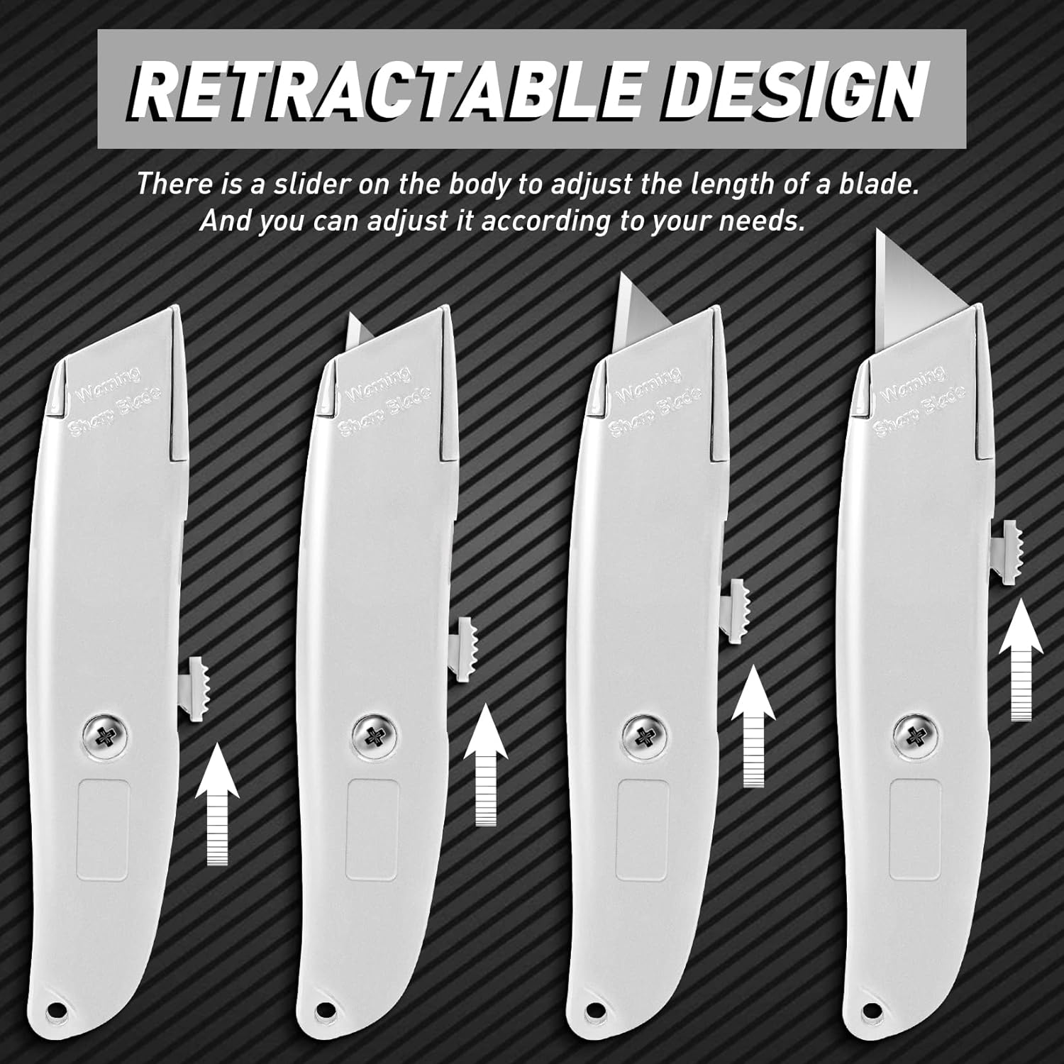 Paquete de 2 cortadores de caja, práctico cuchillo utilitario retráctil, cuchillo ergonómico, cortadores de caja para almacén, oficina, abridor de