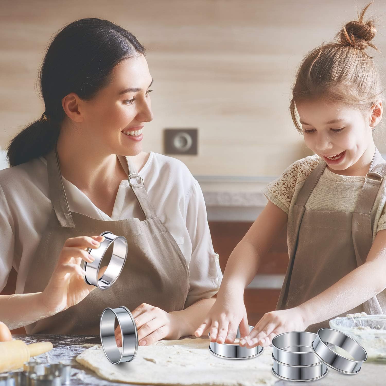 12 piezas de 3.15 pulgadas, anillos de acero inoxidable redondos para muffins, anillos de metal para hacer crujidos, tarta y muffins