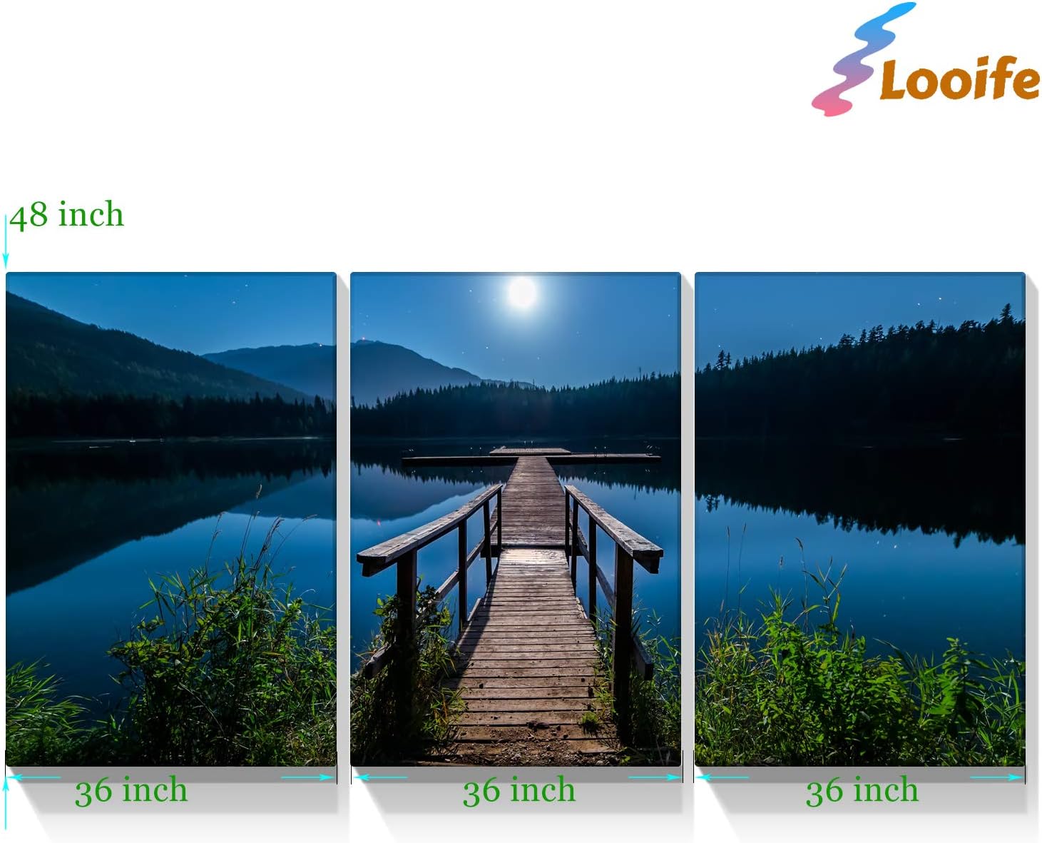 Looife – Lienzo decorativo para pared, 3 paneles, 36 x 48 pulgadas, 3 piezas de alce de vinatge con árbol, diseño de árbol, para decoración de