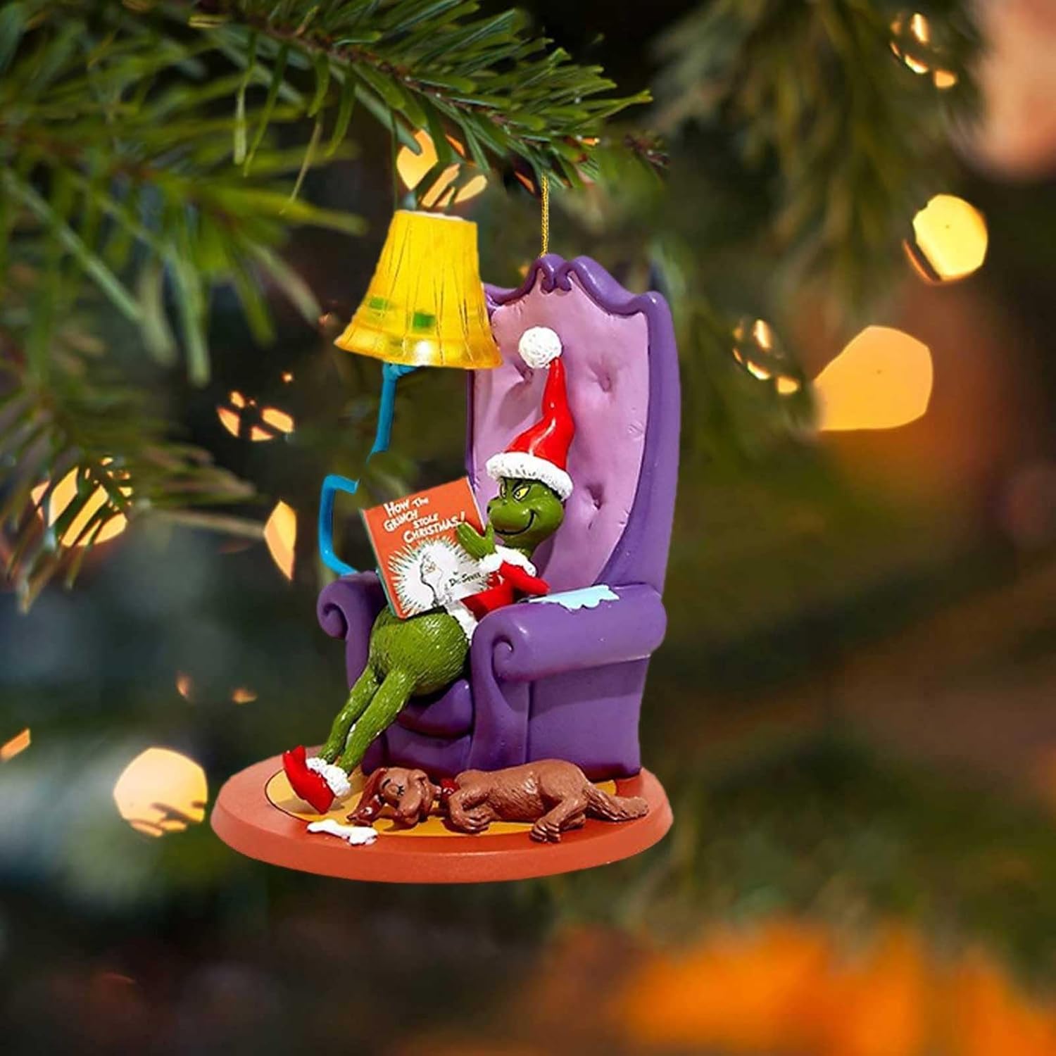 Adorno colgante clásico de dibujos animados de invernadero, colgante de acrílico de robo, divertido adorno colgante de árbol de Navidad para el