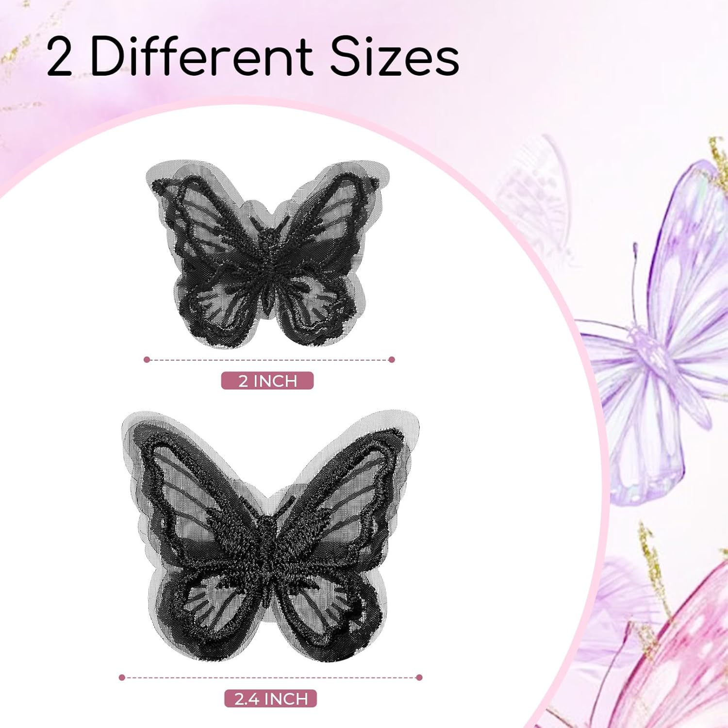 DEEKA 16 pinzas para el cabello de mariposa negra, 2 tamaños, encaje bordado, hechas a mano, pinzas para el cabello de boda, pasador, accesorios