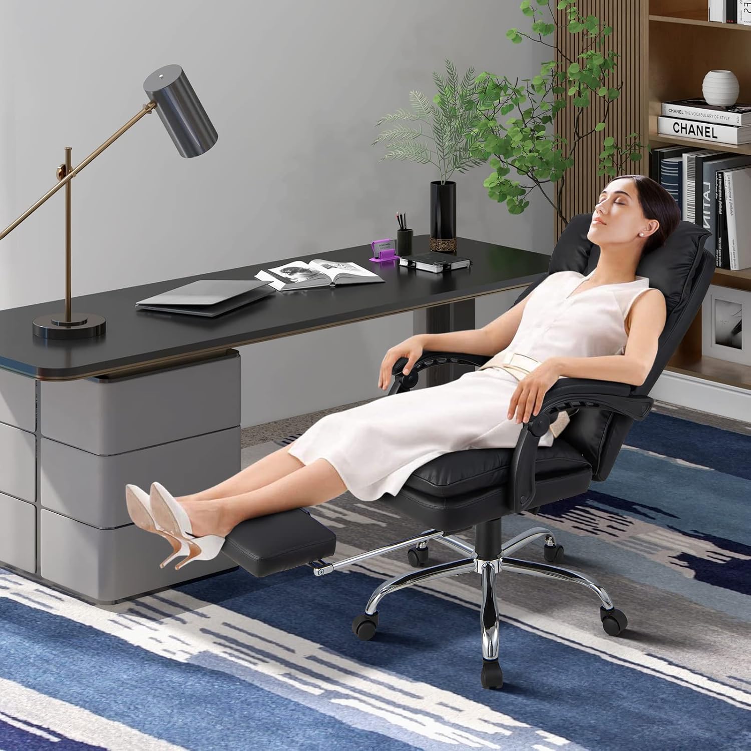 Silla de oficina con reposapiés, silla de oficina ejecutiva reclinable, silla de oficina en casa, silla de escritorio cómoda de gestión para