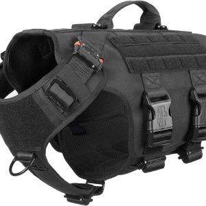 ICEFANG – Arnés táctico para perro con 6 hebillas, chaleco con sistema molle con asa para perro, 34 del cuerpo, panel con velcro para parche de ICEFANG – Arnés táctico para perro con 6 hebillas, chaleco con sistema molle con asa para perro, 34 del cuerpo, panel con velcro para parche de