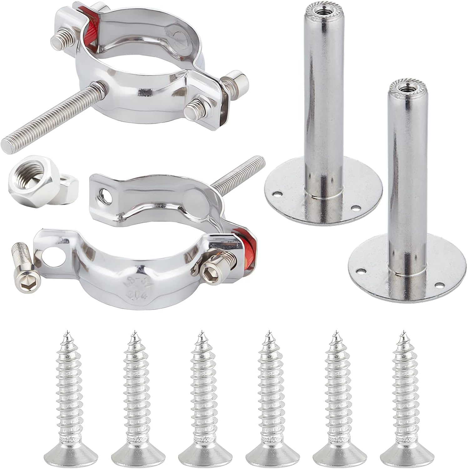 2 tubos de montaje en pared para montaje en techo, tubos de acero inoxidable 304, soporta separación de tuberías, altura ajustable de 30-60 mm