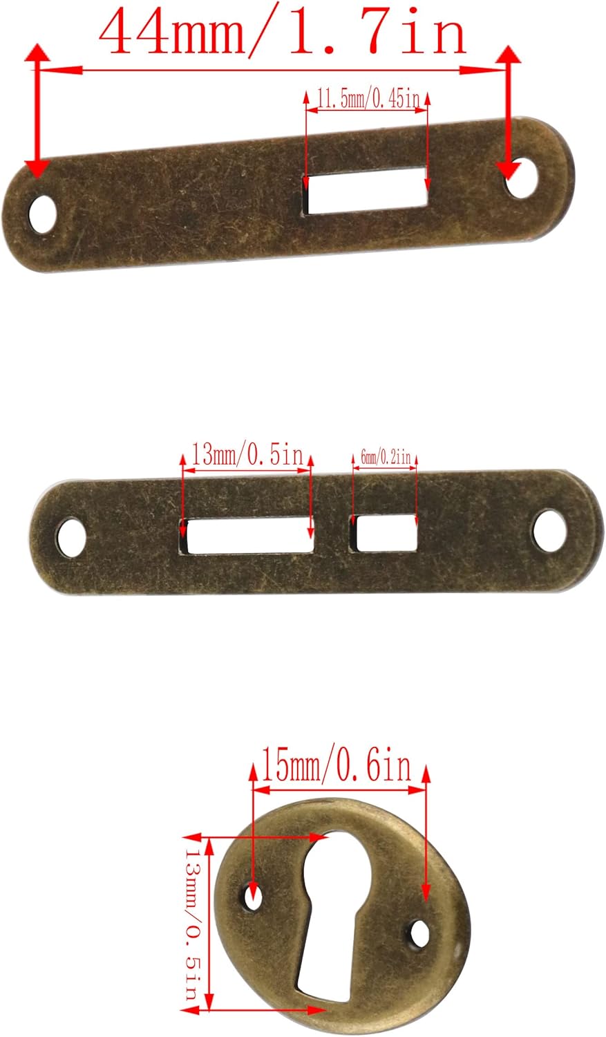 Cerradura de mortaja completa, 1 juego de mini cerraduras de bronce con llave de esqueleto, cerraduras pequeñas antiguas para caja de joyería, caja