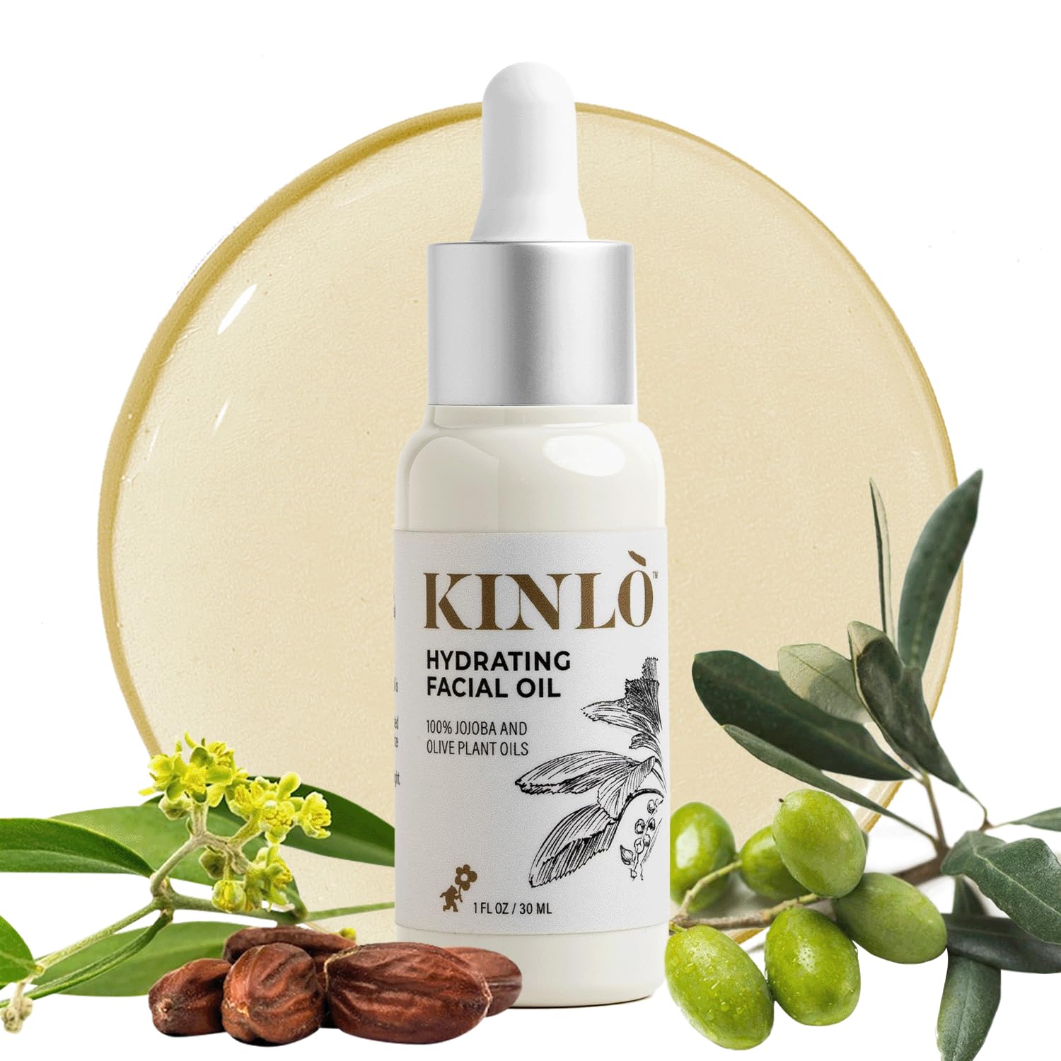 Kinlo Aceite facial hidratante, aceite de jojoba, aceite de oliva con vitamina E Aceite facial Hidratante Hidratante Profundo, Nutritivo. Aceite