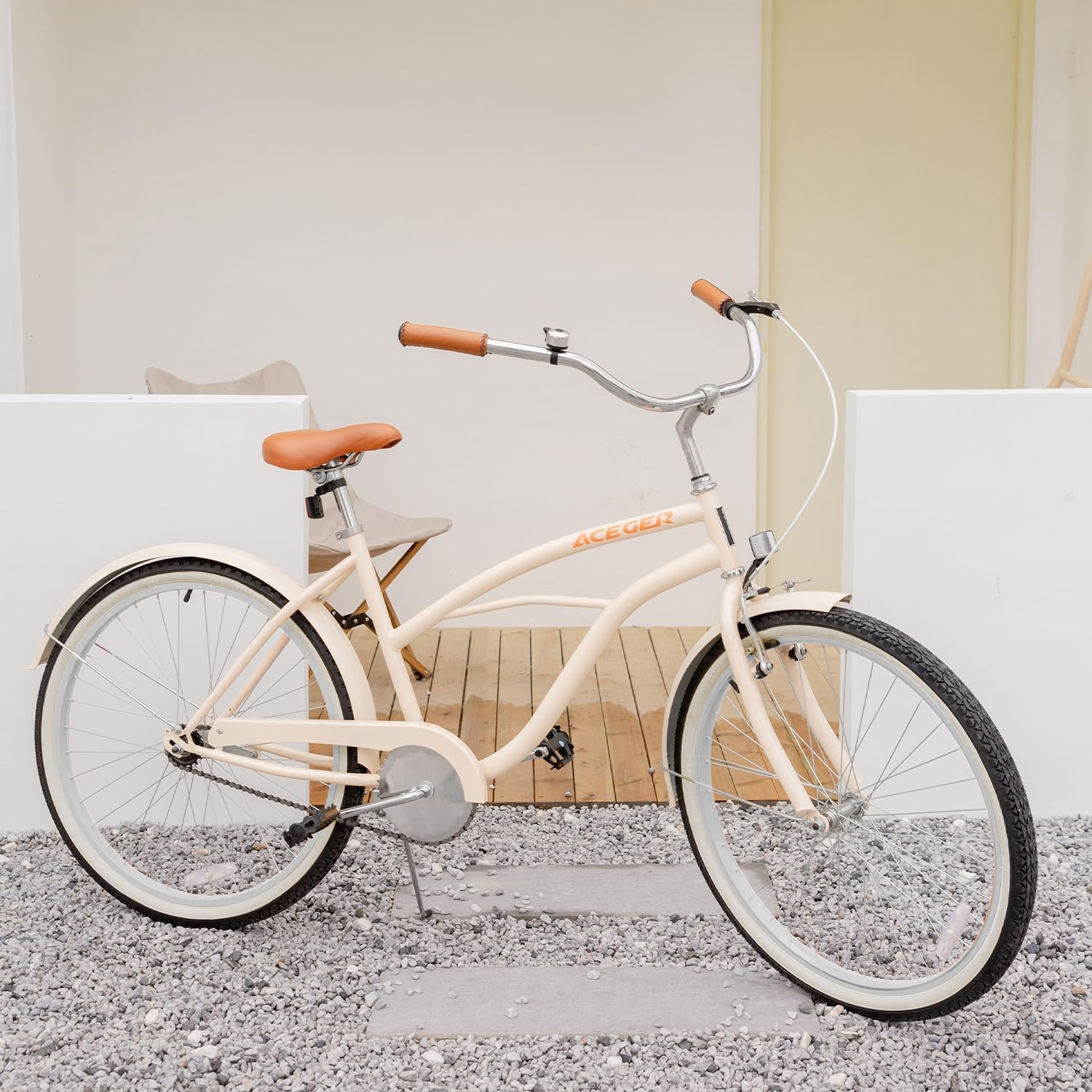 ACEGER Bicicleta de playa de 24 y 26 pulgadas para mujer, de una sola velocidad y 7 velocidades, bicicleta híbrida para adultos, marco de acero