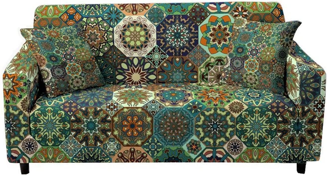 SXOPU Funda elástica para sofá con patrón de mandala, funda elástica para sofá modular de 1234 plazas para sala de estar, juego de funda de sofá