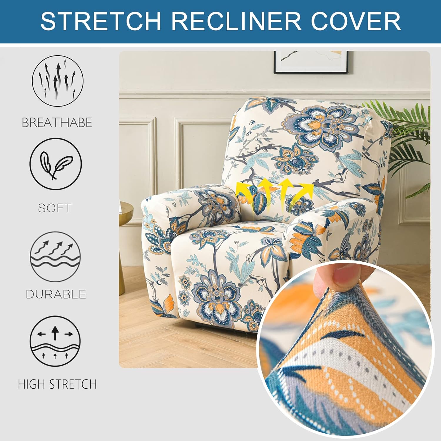 HAOYONG Fundas reclinables elásticas Lazyboy – Funda reclinable de 4 piezas para sillón reclinable de 1 asiento, fundas para sofá reclinable con