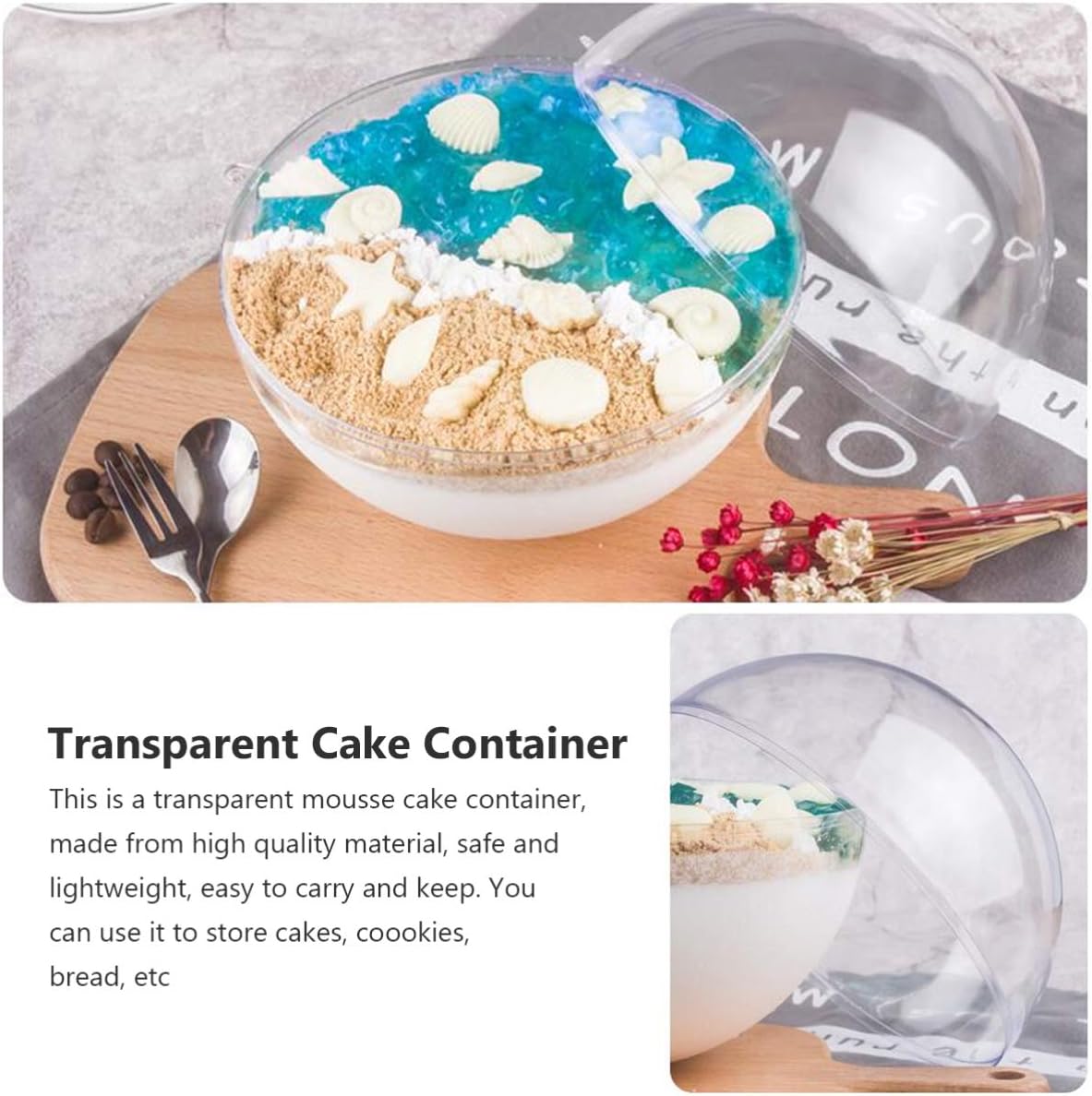 CALLARON Caja transparente para magdalenas en forma de bola, portador de magdalenas, contenedor de plástico para tartas de macarrón, contenedor de