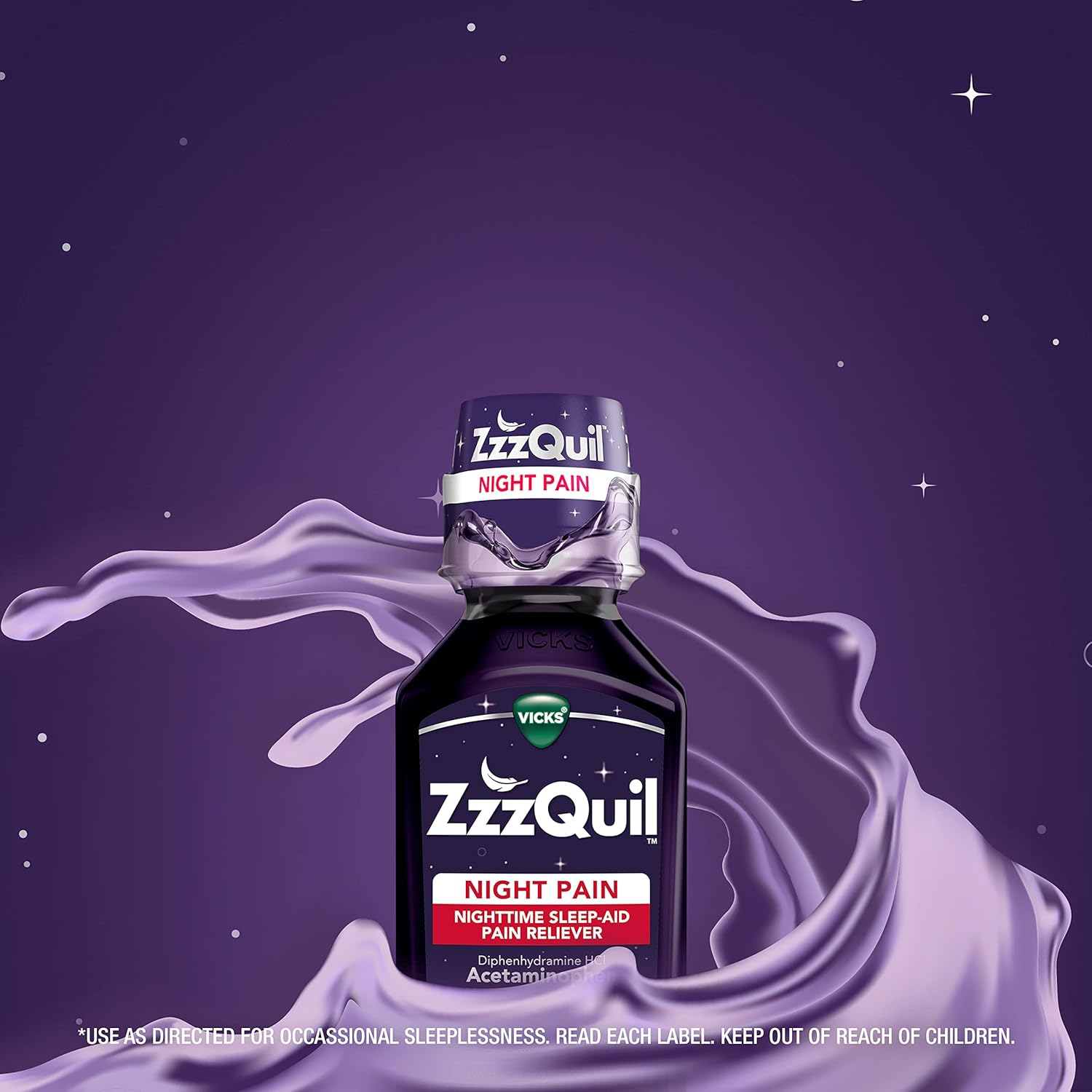 Vicks ZzzQuil – Alivio del dolor nocturno para aliviar el dolor, 12 onzas líquidas, alivio del dolor de máxima fuerza, sin formación de hábitos