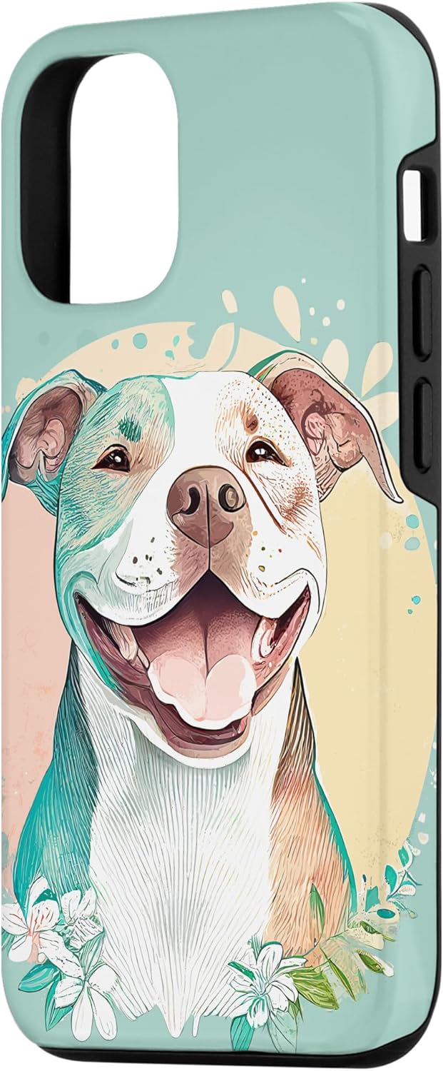 iPhone 14 Pit Bull Mom Dog Lover Colorido Artístico Pitbull Propietario Mujeres Caso