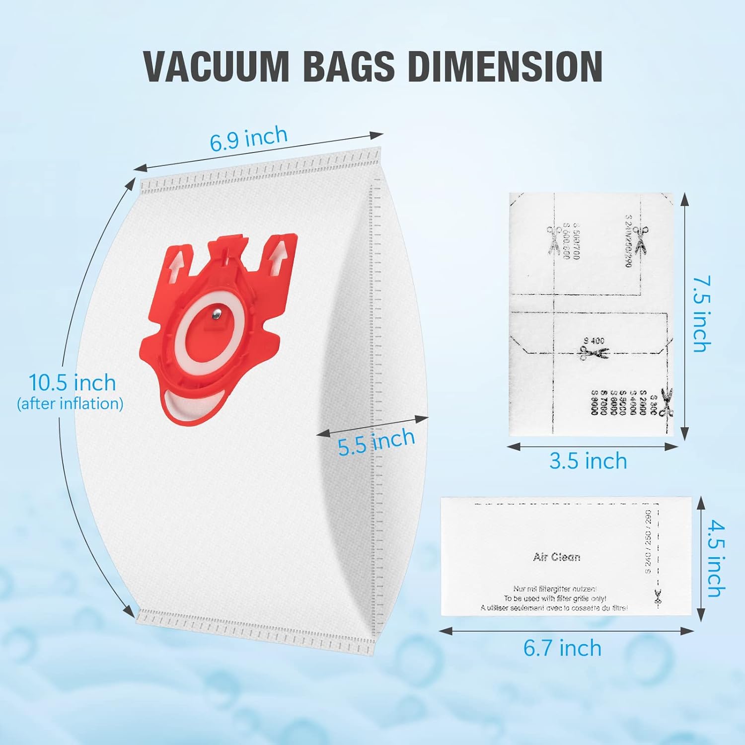 Paquete de 20 bolsas de repuesto 3D Airclean GN para aspiradora Miele Classic C1 Complete C1 C2 C3 S227 S240 S400 S8 S5 S2 Series con 5 filtros de