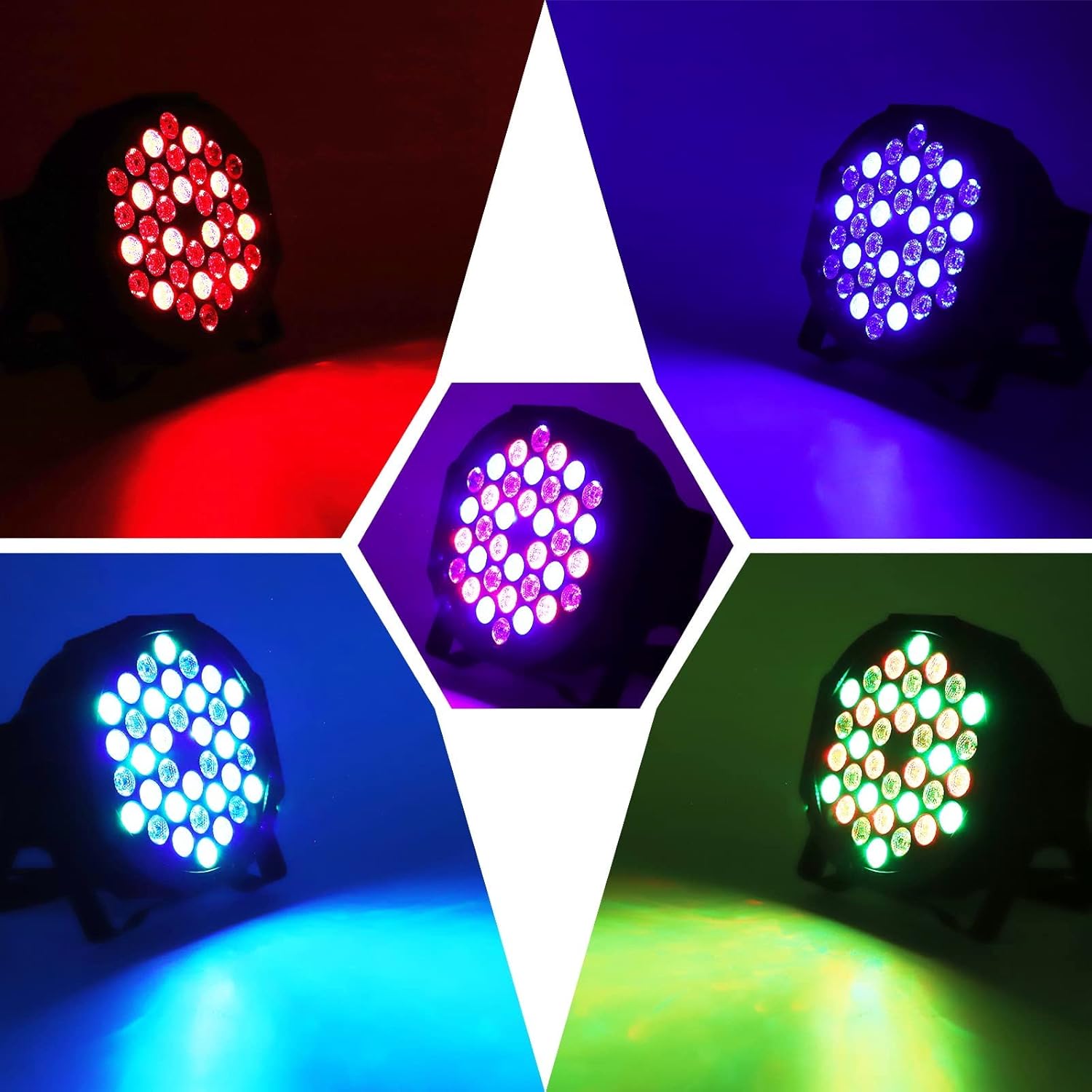UKing – Luces de escenario, 20 paquetes de 36 LED RGB LED Par, luces de fiesta de DJ de 7 canales con control remoto y controlador DMX activadas por