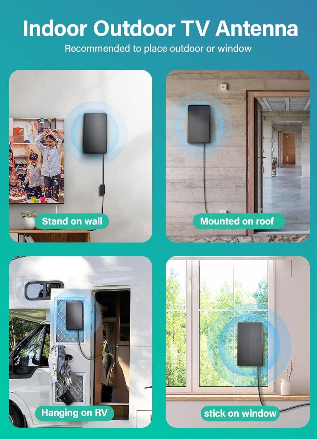 WUMINGLU – Antena de TV digital para Smart TV, para interiores y exteriores, más de 580 millas de largo alcance, velocidad 2024, 4K HD, TV,