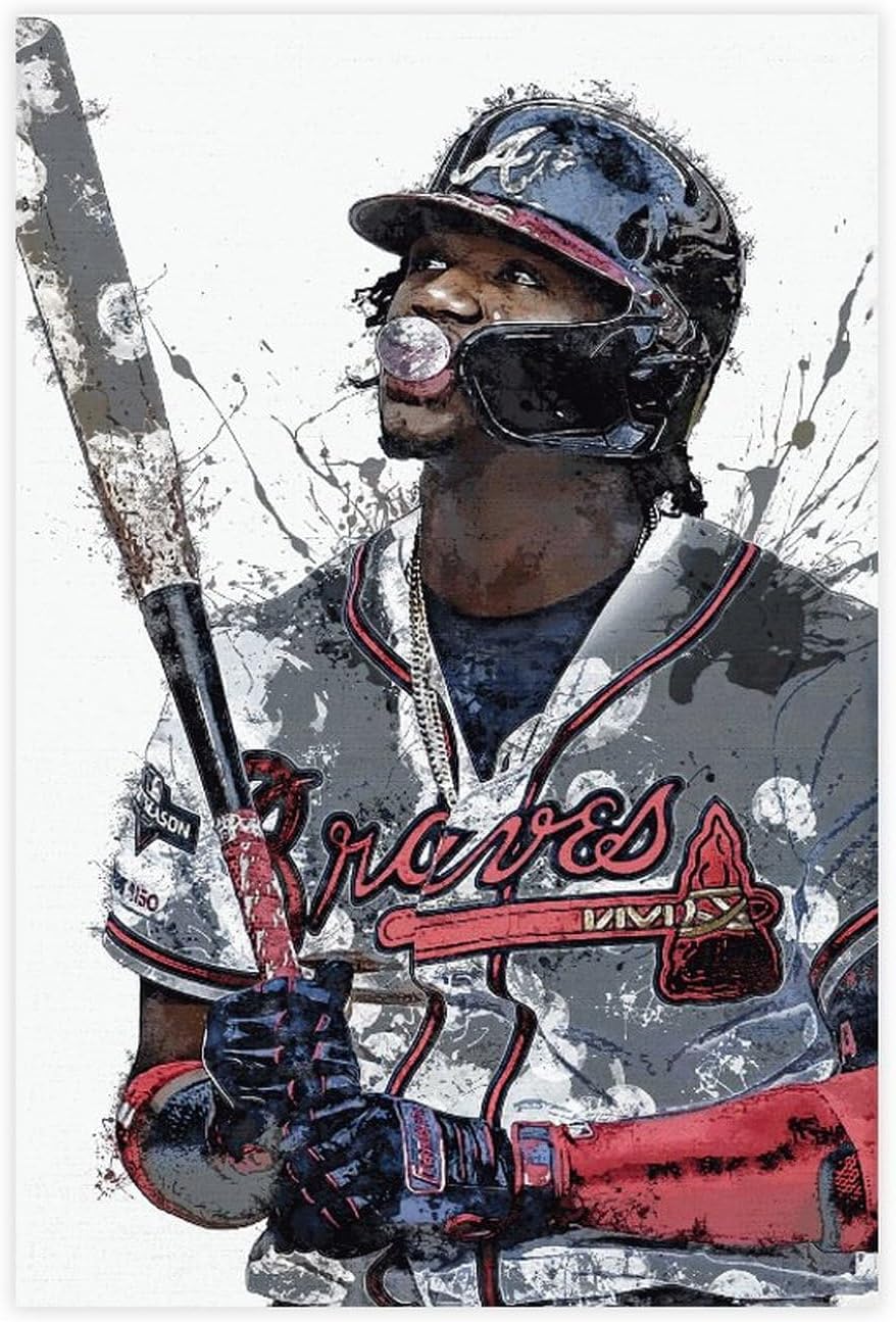 Ronald Acuña Jr – Póster en lienzo de béisbol, póster de lienzo para decoración de pared, pinturas para sala de estar, dormitorio, sin marco, estilo