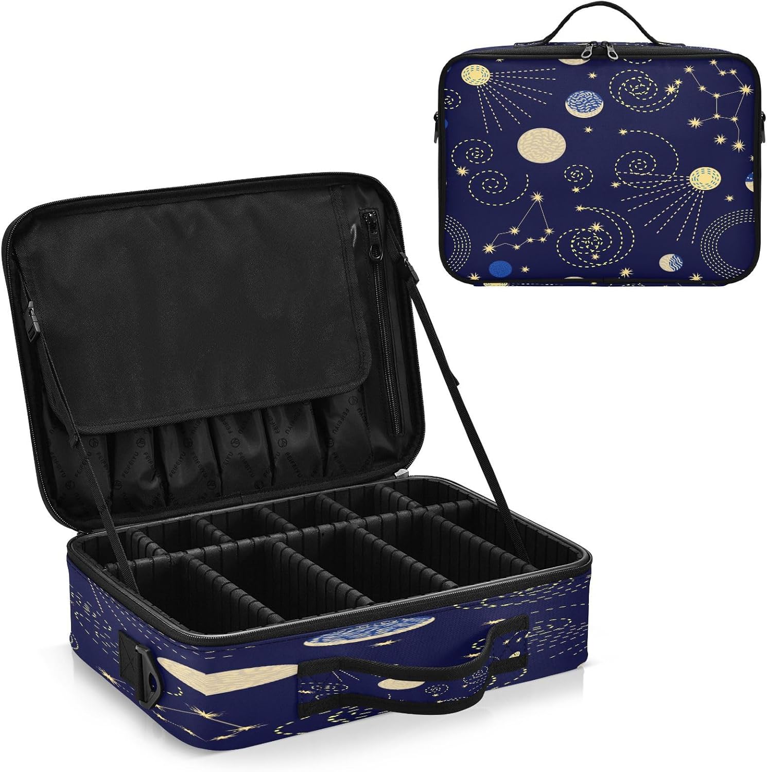 Abstract Space Navy Blue cosmetic bag makeup make up travel bag with compartments makeup bag organizer cosmetiquera de viaje para hombre for women