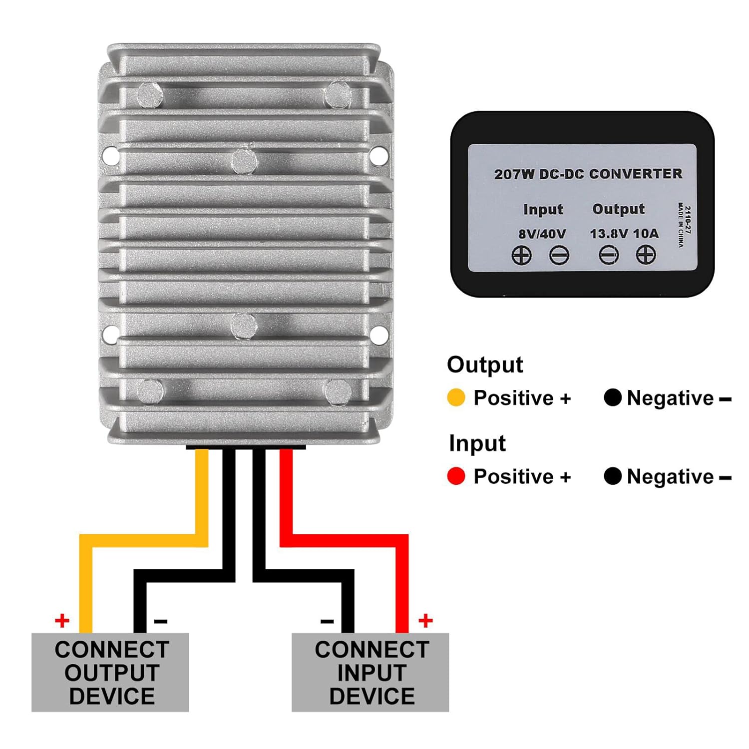 DIANN Convertidor reductor de voltaje CC de 8 V40 V a 13.8 V 10 A, regulador de voltaje automático reductor de voltaje, convertidor de potencia,