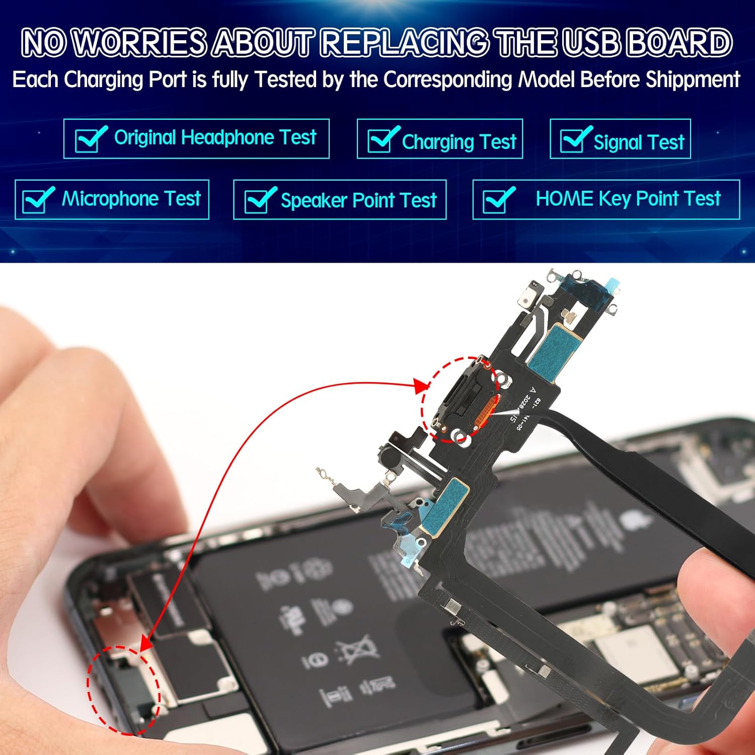 YWLRONG Conector de muelle para iPhone 13 Pro Max Puerto de carga Flex Cable Reemplazo para iPhone 13 Pro Max Cargador USB Dock Board Conector con