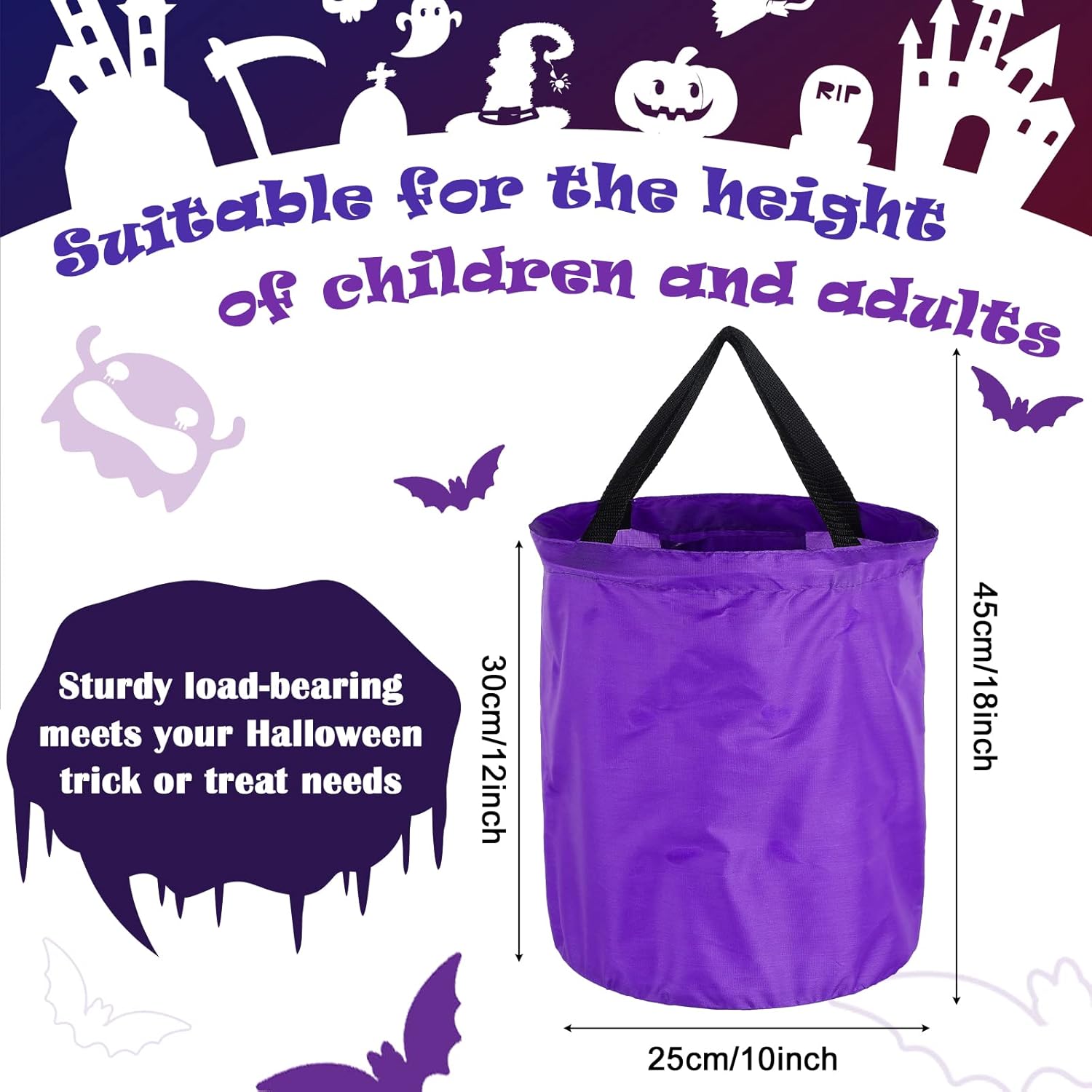 Shappy 2 bolsas de dulces de Halloween con luz LED, bolsas de fiesta de Halloween, multiusos, reutilizables, bolsas de cubo de Halloween, bolsas