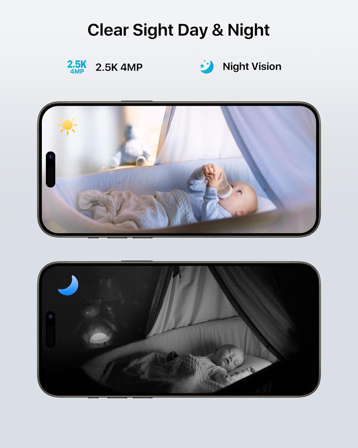 ZOSI Cámara de seguridad de video de 2 vías de 4 MP, C519M 360 View Baby  Pet Dog Monitor, 2.5K Plug-in 2.4G5G WiFi Cámara inteligente para