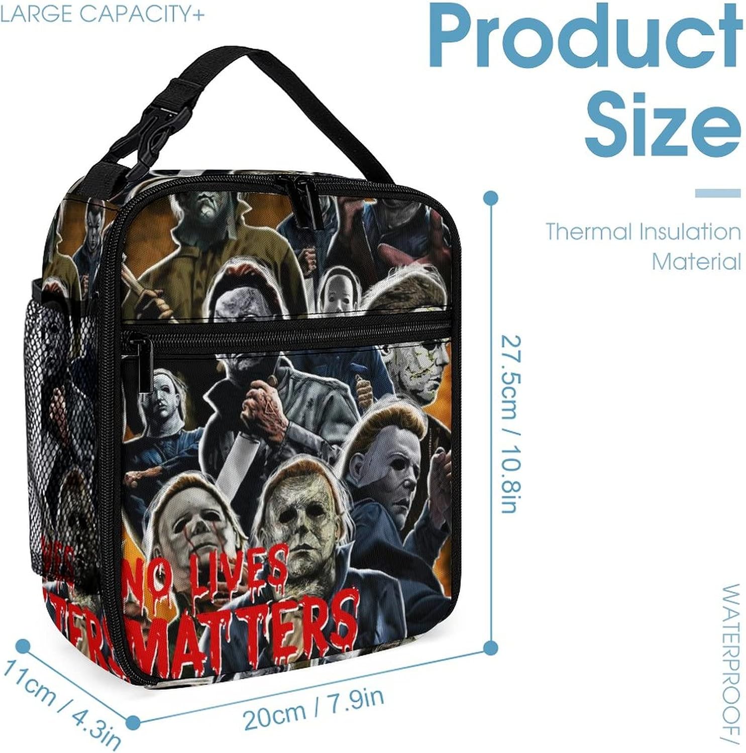 Bolsas térmicas ligeras a prueba de fugas Michael Halloween Myers bolsa de almuerzo gourmet bolsa de refrigerios para la familia loncheras